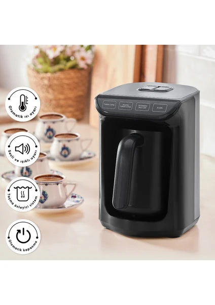 Karaca Hatır Emberized Turkish Coffee and Turkish Coffee Machine Roseberry 5 Cup Capacity with Plenty of Foam