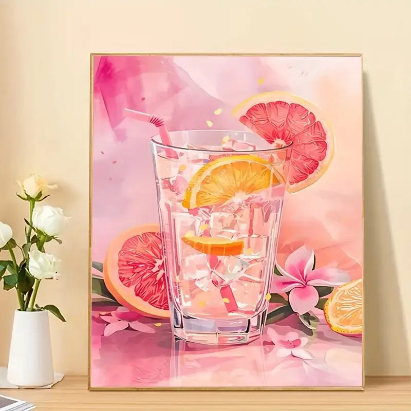 1 Paint by Number Kit for Beginners - Vibrant Pink Bubble Water