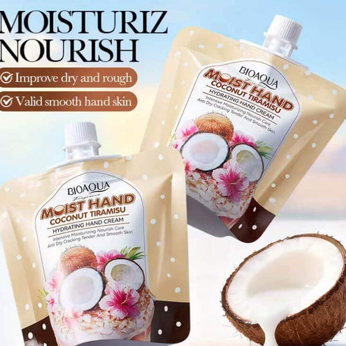 Moisturizing hand cream with coconut and Tiramisu