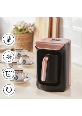 Karaca Hatır Emberized Turkish Coffee and Turkish Coffee Machine Roseberry 5 Cup Capacity with Plenty of Foam