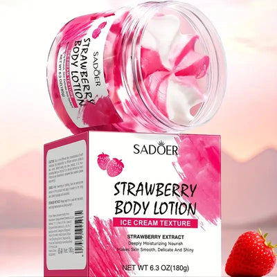 Strawberry flavored body lotion, 180g, frozen texture